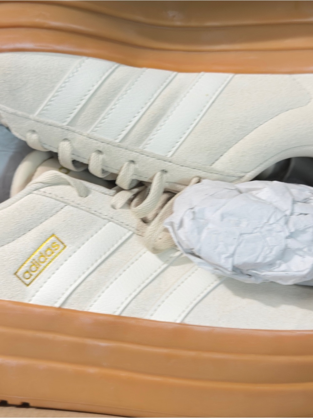 adidas Cream Suede Platform Sneaker with Gum Sole